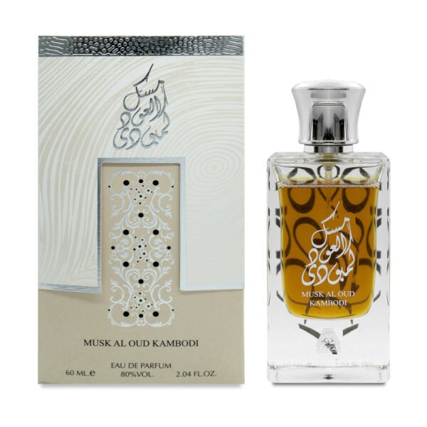 Musk Al Oud Kambodi 60ml spray and gift box.