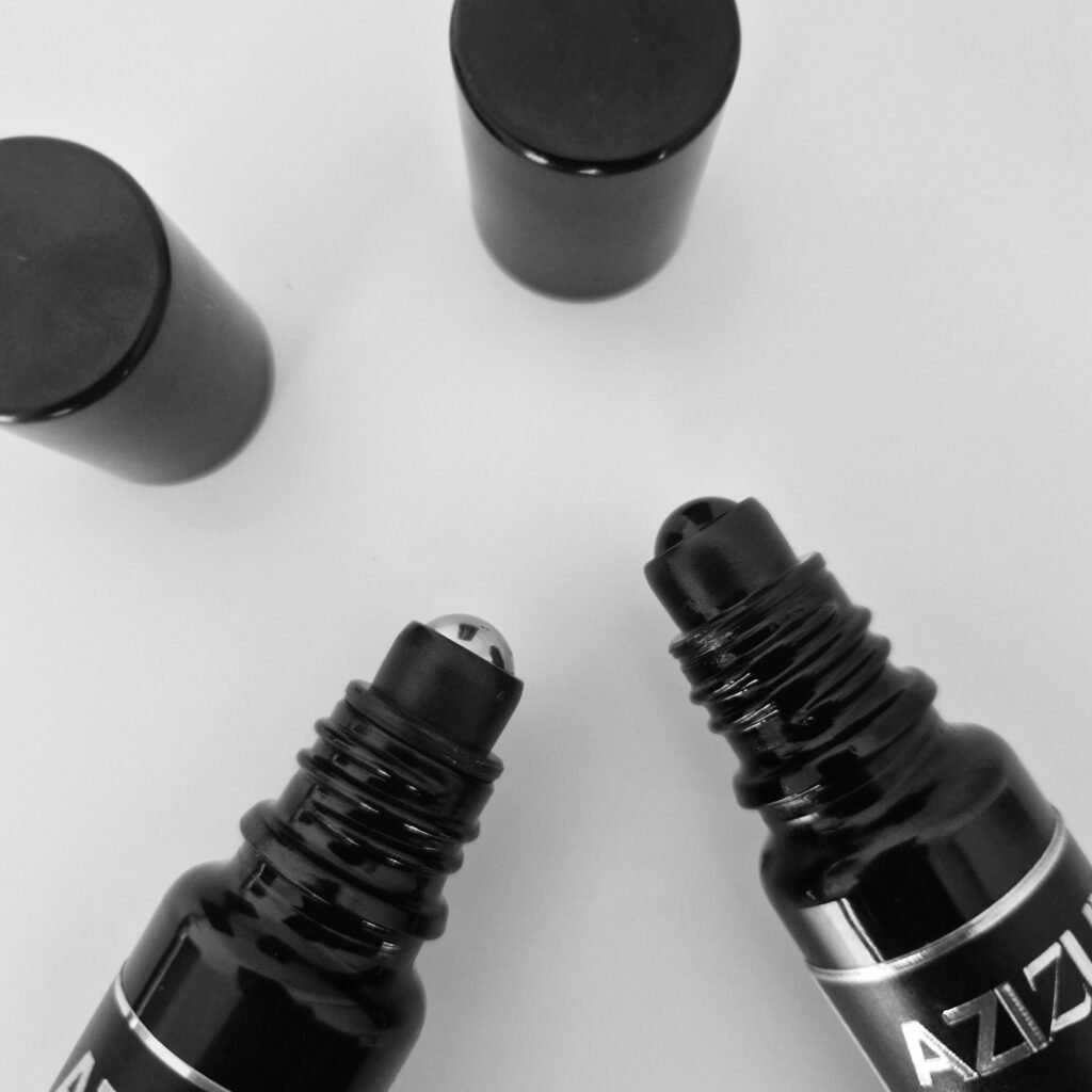 Glass and steel roll-on applicators.